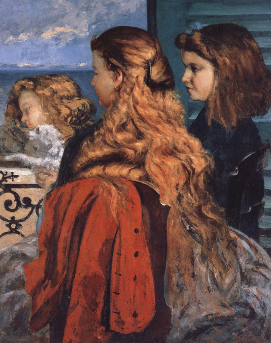 Three english girls at a window